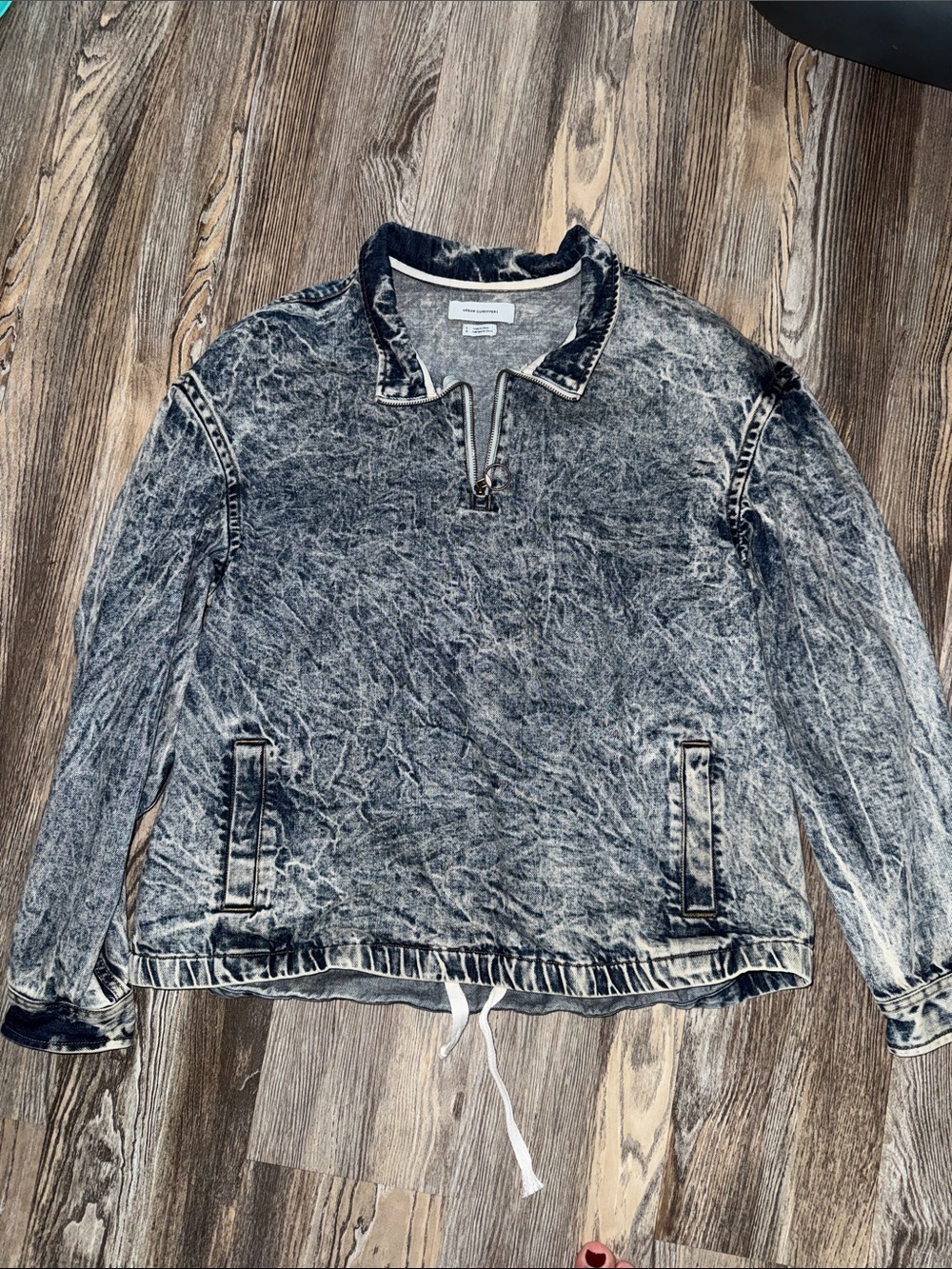 Urban Outfitters Acid Wash Denim Quarter Zip Pullover